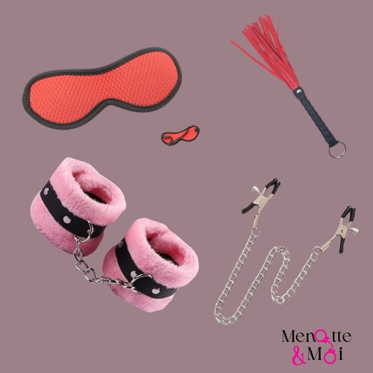 Ensemble d'accessoires BDSM / Bondage pour couples ( 4 couleurs au choix )