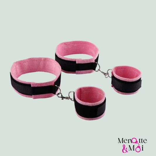 Kit de menottes Bondage poignets / cuisses pour jeux de soumission