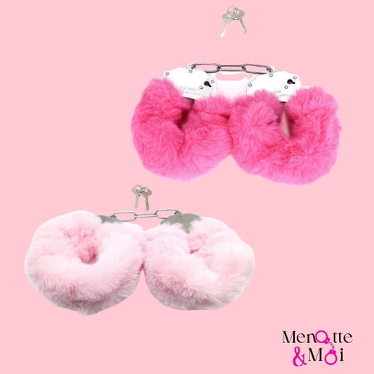 Menottes en fourrure rose pour cosplay ; Jeux de rôle et coquins